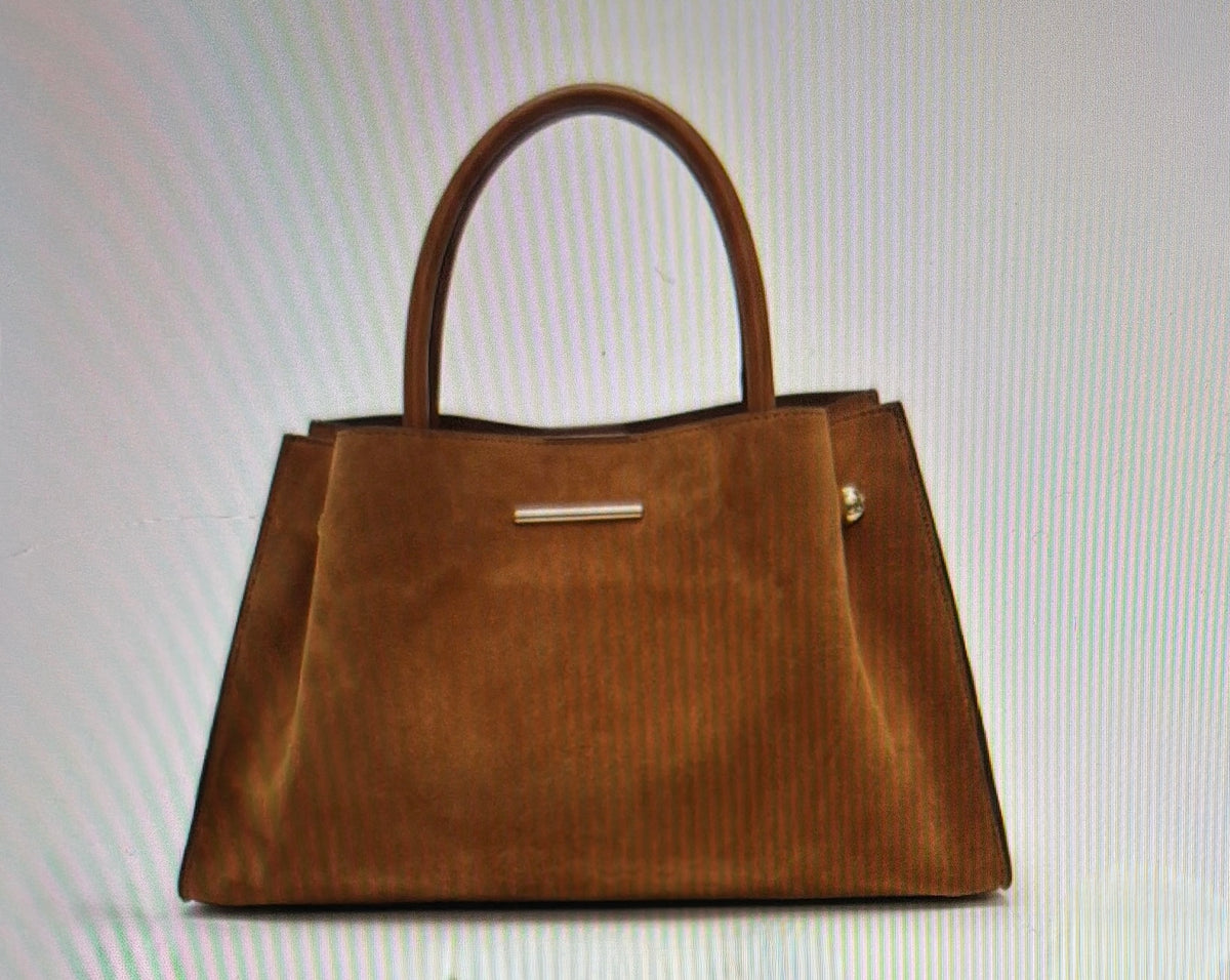 Borsa a mano cuoio effetto scamosciato