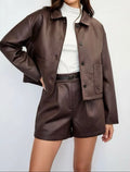 Giacca camicia scamosciata marrone