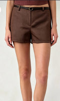Short marrone effetto scamosciato