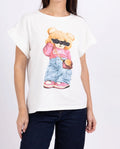 T-shirt bianca con stampa orsetto