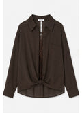 Camicia con inserto in pizzo e nodo frontale