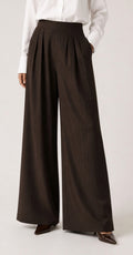 Pantalone palazzo gessato a vita alta