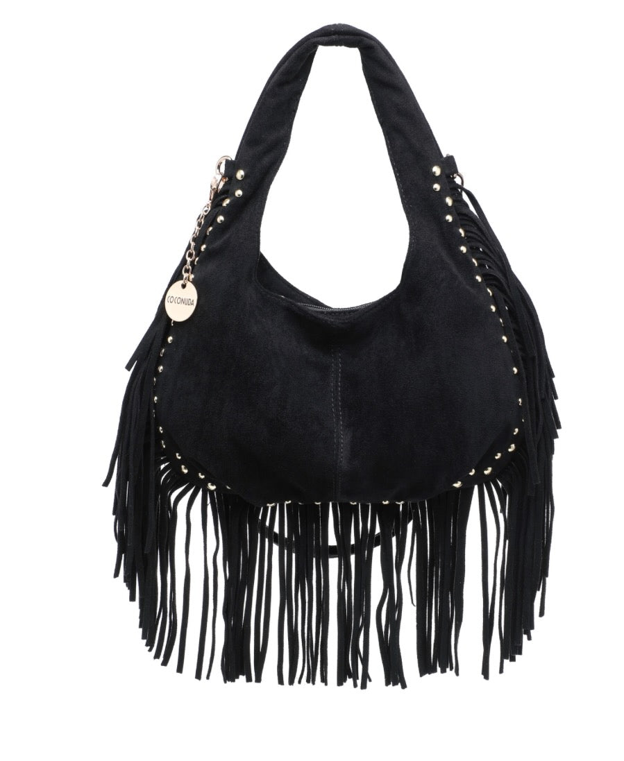 Borsa con frange e borchie
