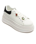 Sneakers bianche platform con dettaglio gioiello