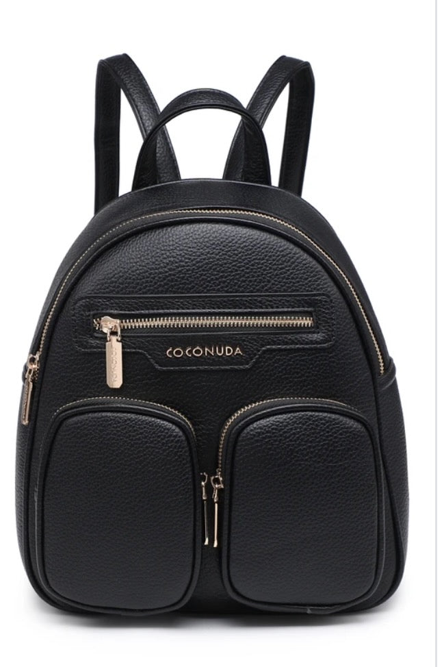 Zaino con tasche frontali e zip dorate
