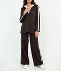 Completo blazer con cappuccio e pantalone palazzo