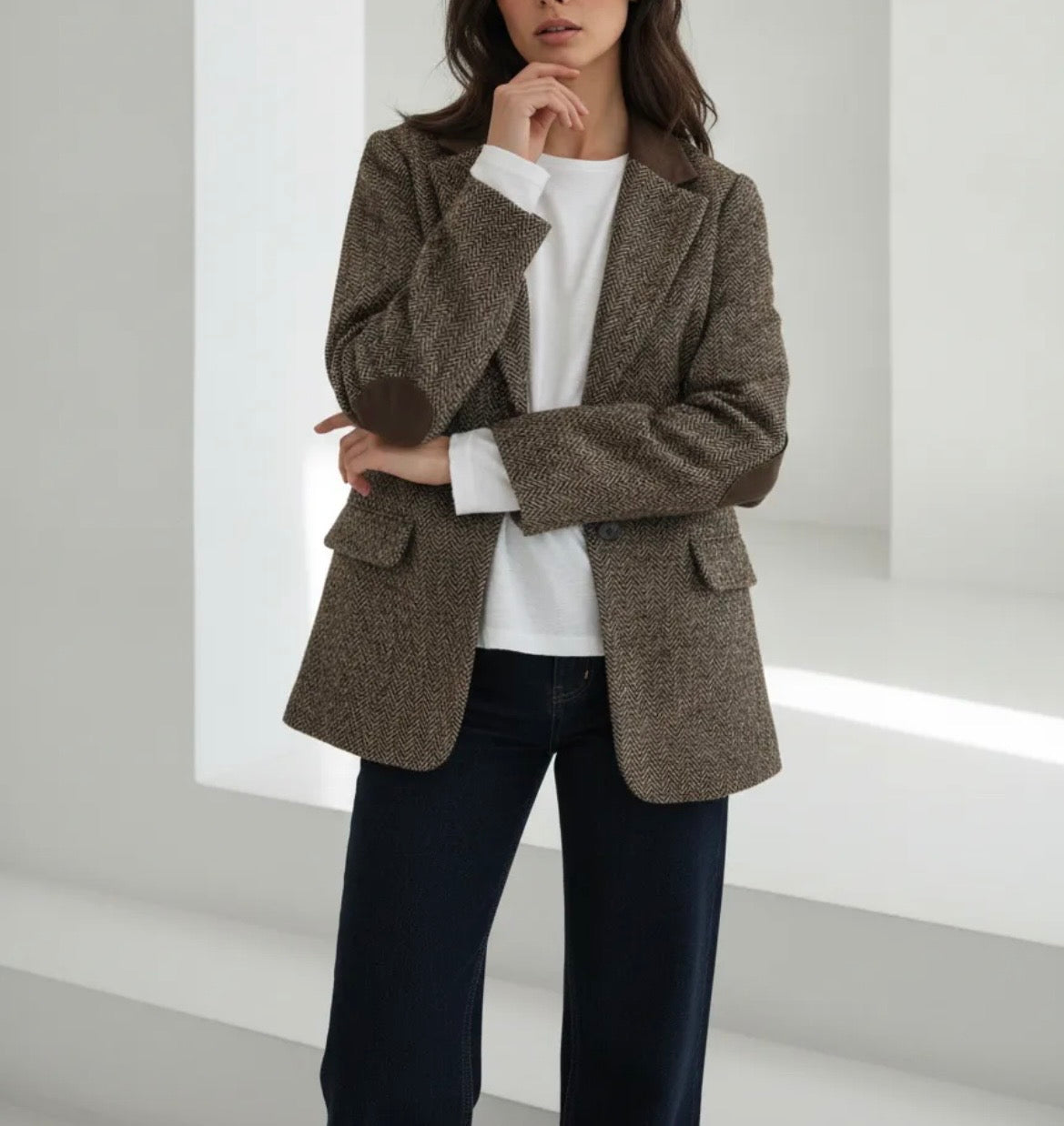 Blazer spigato con dettagli a contrasto