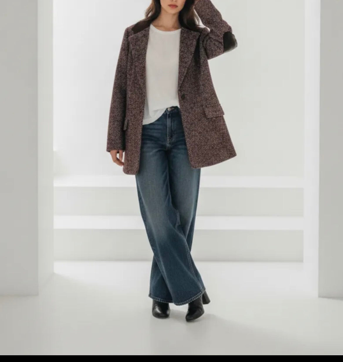 Blazer spigato con dettagli a contrasto