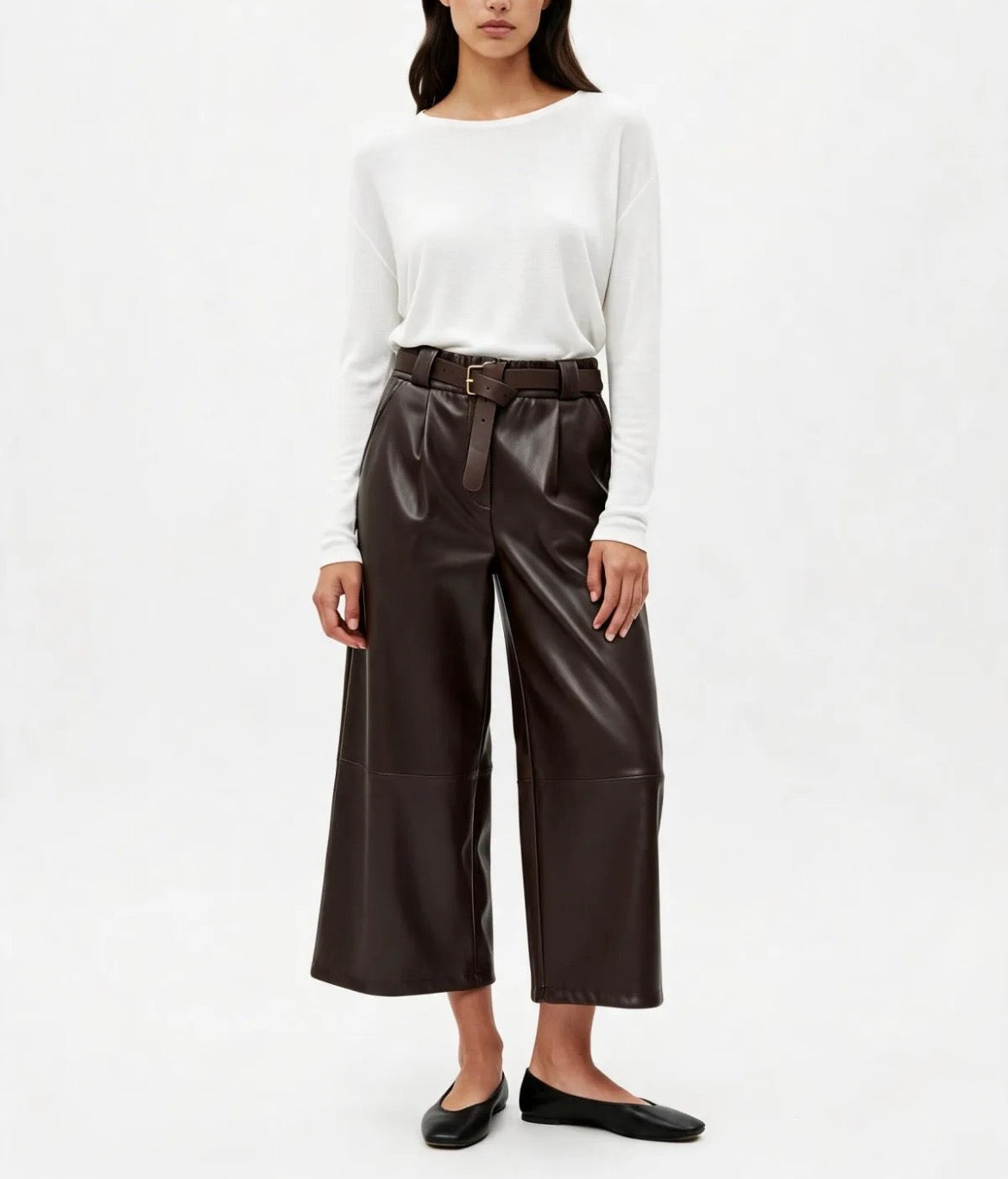 Pantalone cropped effetto pelle