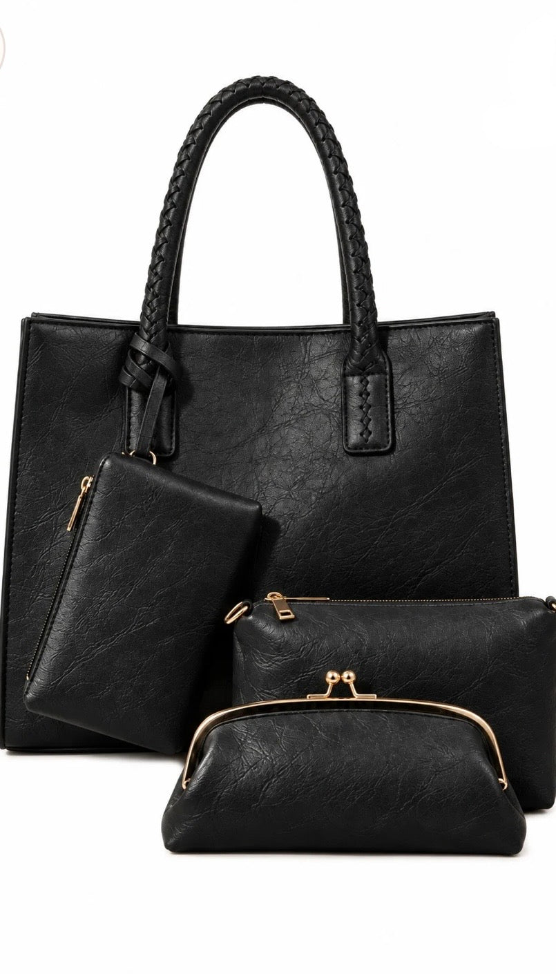 Borsa stopper 4 pezzi con manici intrecciati.