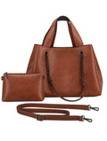 Borsa shopper con catene e pochette