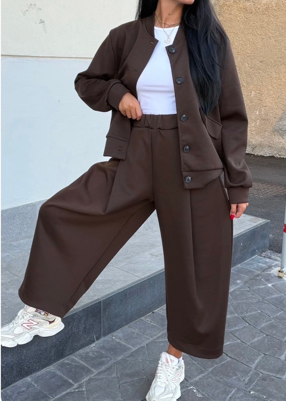 Completo giacca e pantalone palazzo cropped