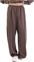 Pantalone ampio marrone moka in tessuto morbido effetto tuta